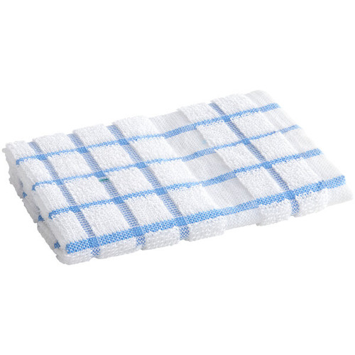 Oxford Kitchen Ensemble 12 x 12 White x Blue Checked Dish Cloth, 1 Dozen